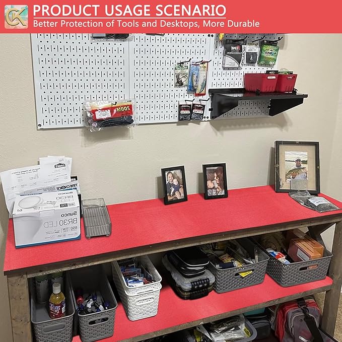 Foam Toolbox Liner Shelf Liner, Thickened Durable Pad Tool Box Mat for Protecting Your Tools, Work Surfaces, Garage, Chest -Red 3mm Thickness, 20 inch*24 ft