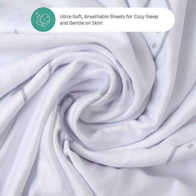 TansyPanda Bassinet Sheets for Baby Delight Snuggle Nest, Chicco LullaGo, Fisher Price, Snoo Smart, 3PC, 18 x 30 Inch, Ultra Soft, Breathable, Snug Fit, Unisex Boys, Girls (Moon, Stars, Clouds)
