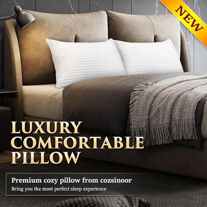 COZSINOOR Bed Pillows Queen Size: Hotel Quality Set of 2 - Down Alternative Microfiber Filled for Back, Stomach, Side Sleepers, Breathable & Skin-Friendly