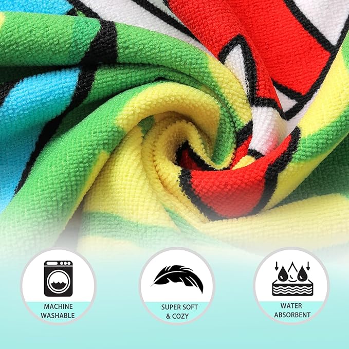 NovForth Kids Beach Towel for Boys Girls, Shell Mermaid Hooded Bath Towel Wrap, Toddler Pool Towel with Hood