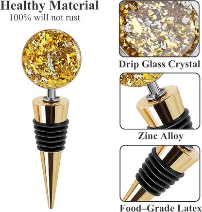 LIZIMANDU Wine Bottle Stoppers,Stainless Steel Wine Stoppers For Gifts, Bar, Holiday Party, Wedding(3-Bling)