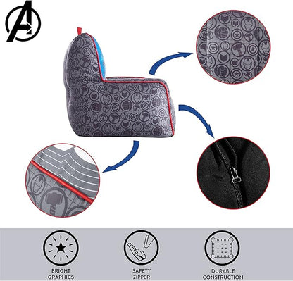 Idea Nuova Marvel Avengers Toddler Nylon Bean Bag Chair with Piping & Top Carry Handle, Large