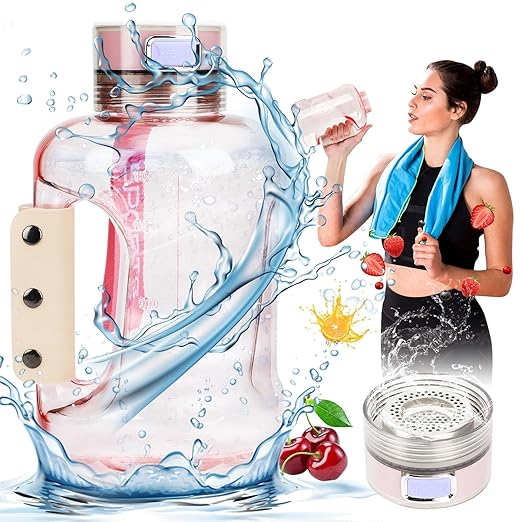 Hydrogen Water Bottle Generator, 1.5L Large Capacity Hydrogen Water Bottle for Home Outdoor, Travel, Office (Pink)