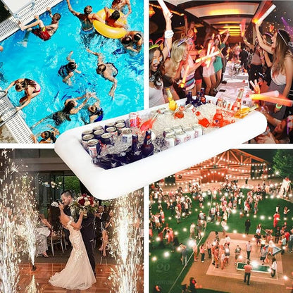 Novelty Place Inflatable Ice Serving Buffet Bar with Drain Plug - Salad Food Drinks Tray for Party Picnic Camping (Pack of 3)