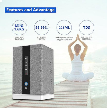 H2&O2 Inhalation Machine with 225ml/min 99.99% High Purity H2 Low Noise Hydrogen Water Generator ionizer SPE/PEM