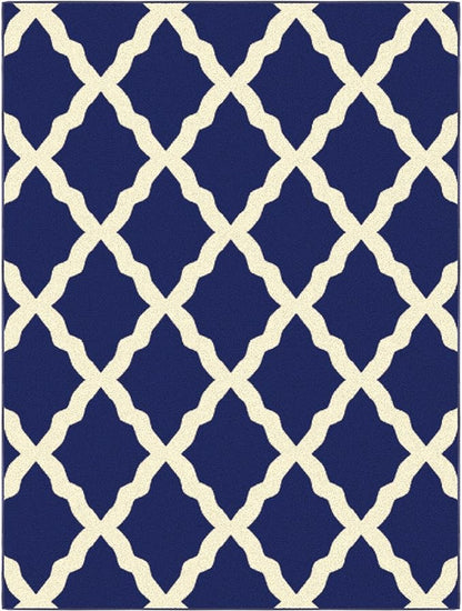Ottomanson Glamour Collection Non-Slip Rubberback Moroccan Trellis Design 5x7 Indoor Area Rug, 5' x 6'6", Navy