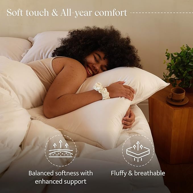 Double Stitch Luxury US White Down Pillow - Made in Canada, 400 Thread Count 100% Cotton Shell, Soft 700 Fill Power Down Bed Pillow, Soft Sleeping Pillow 3-Chamber, King(20" x 36")
