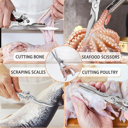 Kitchen Shears Heavy Duty Kitchen Scissors Poultry Shears, Stainless Steel Food Scissors Multiful Sharp Utility Scissors for Chicken,Turkey,Fish Thanksgiving Christmas Day