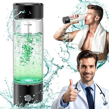 Hydrogen Water Bottle, 3 Min Rapid Hydrogen Water Bottle Generator with SPE PEM Technology, Portable Hydro Water Bottle Suitable for Gym Office Travel Home, Gift for Love Friend Family, Black