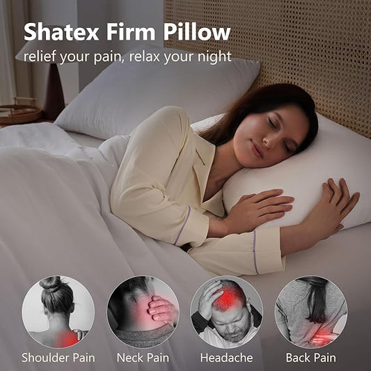 Shatex Firm Pillow, Queen Bed Pillow 28 x 20inch, Adjustable Pillow for Neck Pain Relief，Back Pillow Provide Strong Support for Stomach & Side Sleepers