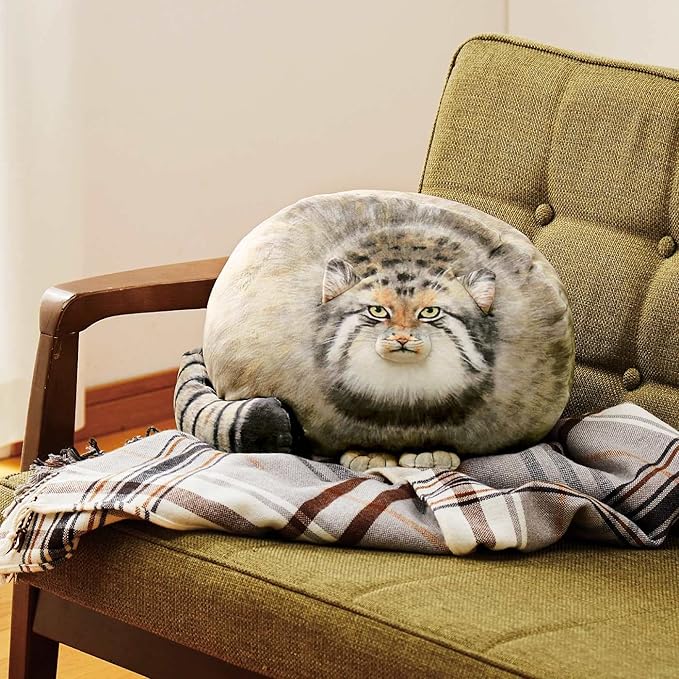 Steppe Cat Plush, Cat Stuffed Animal 35cm/14inch, Pallas Cat Plush Pillow, Cute Plushies for Girls, Soft Plush Pillow, Throw Pillow Doll Decoration Doll Gift for Kids Boys Party Christmas