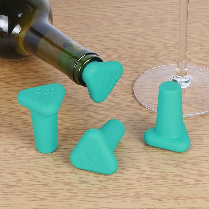 Wine Stoppers,Set of 4 Silicone Corks - Uncork,Heavy-Duty for all Bottles