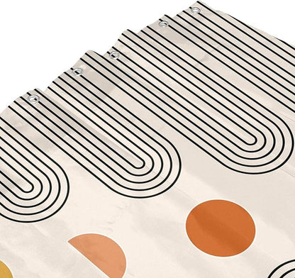Boho Shower Curtains for Bathroom Mid Century Minimalist Abstract Aesthetic Modern Bathroom Decor Curtain Machine Washable Waterproof Fabric with 12 Hooks (Beige Minimalist, 72" x 72")