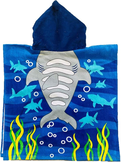Kids Princess Hooded Bath Towel 20X24 (20 x 24, Shark)
