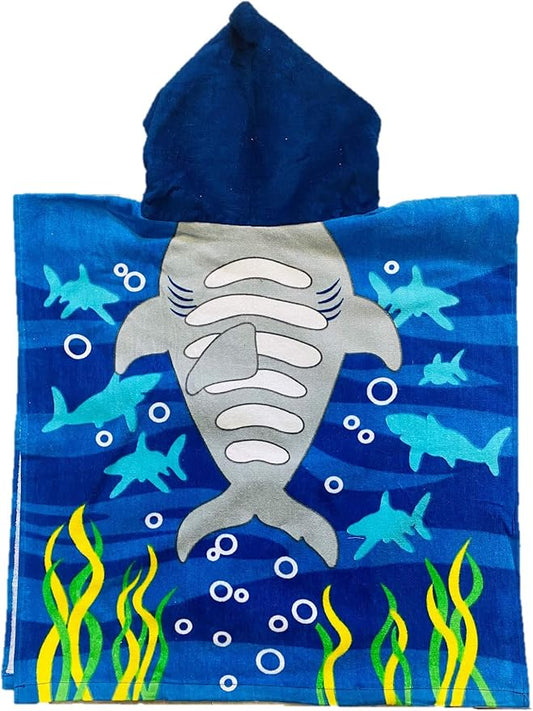 Kids Princess Hooded Bath Towel 20X24 (20 x 24, Shark)