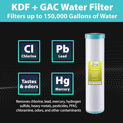 iSpring F2WGB22BKS 4.5” x 20” 2-Stage Whole House Water Filter Replacement Pack, Reduces Sediments, Heavy Metals, Chlorine, PFAS, Hydrogen Sulfide, Chloramine, Fits WGB22B-KS