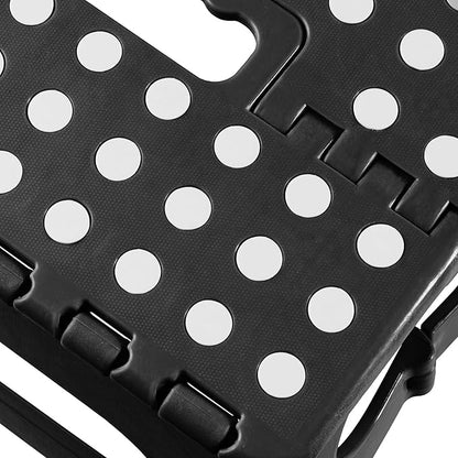 Casafield 13" Folding Step Stool with Handle, Black - Portable Collapsible Small Plastic Foot Stool for Adults - Use in The Kitchen, Bathroom and Bedroom