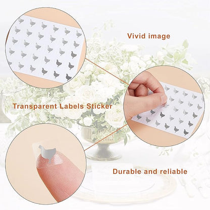 OLYCRAFT 1200pcs 4 Styles Silver Meal Stickers 1 Inch Food Choice Sticker Cow/Chicken/Fish/Carrot Wedding Meal Indicator Stickers Kitchen Stickers Meal Stickers for Place Card Wedding Party Supplies
