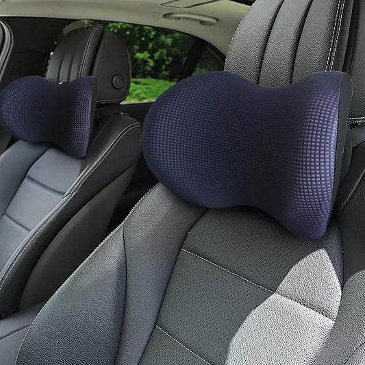 Memory Foam Car Headrest Pillow, Ice Silk Car Pillow for Driving Seat with Adjustable Strap, Breathable Removable Cover & Ergonomic Design - Softness Office Travel Car Neck Pillow(Purple, 1PC)