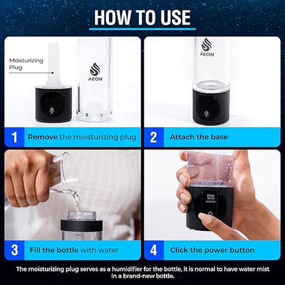 Hydrogen Water Bottle Generator - Hydrogen Water Machine with SPE & PEM Technology, Portable & Rechargeable, Water Ionizer up to 4700ppb, Hydrogen Water Generator for Travel & Exercise-9.5oz
