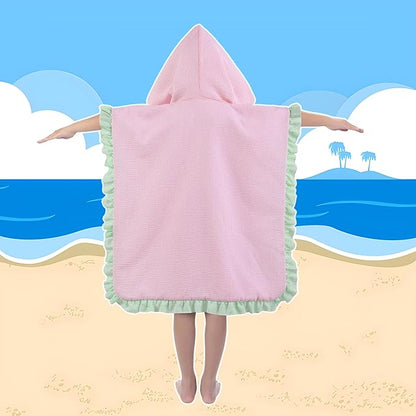 Hooded Towels for Kids,Toddler Bath Towel Swim Cover Up for Ages 3-10 Girls Boys Pool Towels Soft Thick 30"x30" Microfiber Poncho Towel（Pink）