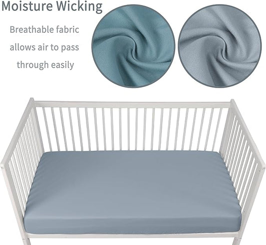 Baby Crib Sheets for Boys Girls, 2 Pack Fitted Crib Sheet for Standard Crib and Toddler Mattress, Soft Microfiber Baby Sheet 52x28x8in. (Dark Green & Dark Grey)