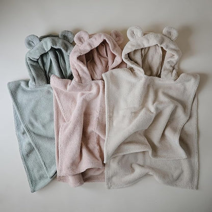 mushie Poncho Towel for Toddlers and Kids (Fog) | Organic Terry Cotton | Ages 1-3 Years