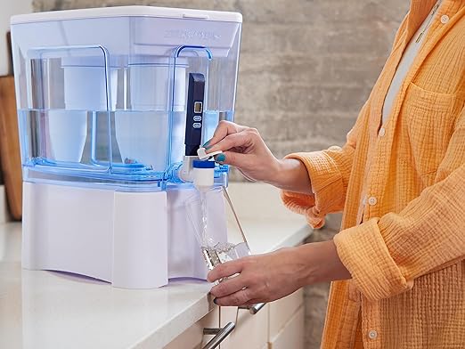 Culligan ZeroWater 52-Cup Ready-Read 5-Stage Water Filter Dispenser with 5-Stage 0 TDS Water Filter – IAPMO Certified to Reduce Lead, Chromium, and PFOA/PFOS