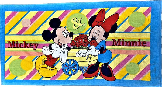 Kids Mickey and Minnie Mouse Smelling The Flower Colorful Towel