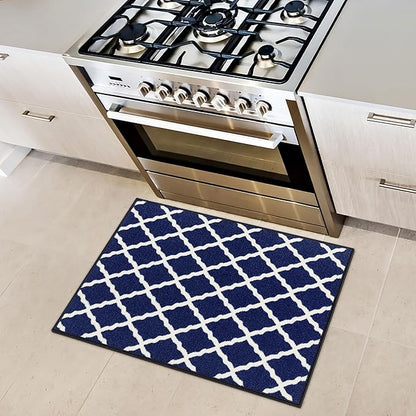 Ottomanson Glamour Collection Non-Slip Rubberback Moroccan Trellis Design 2x3 Indoor Area Rug/Entryway Mat, 2'3" x 3', Navy