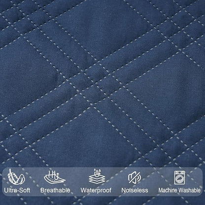 Waterproof Crib Mattress Protector 2 Pack, Ultra Soft Breathable Crib Mattress Pad Cover for Boys, Fit Standard Crib Mattress and Toddler Mattresses, Grey & Navy Blue