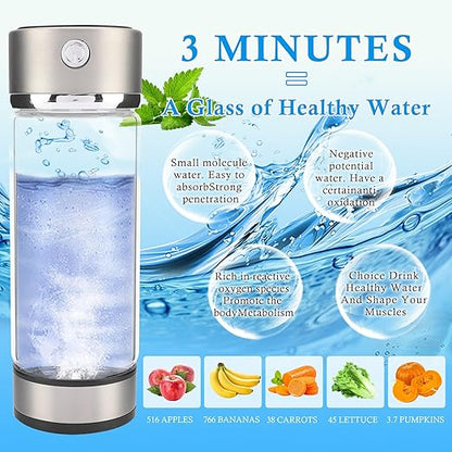 Portable Hydrogen Rich Water Cup, USB Charging Rich Hydrogen Water Purifier Filter Glass Bottle Portable Lonizer Cup, Hydrogen Water Bottle, Hydrogen Rich Water Glass Health Cup (5 Colors)
