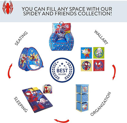 Disney Jr. Spidey and His Amazing Friends Pop Up Storage and Laundry Hamper, 21" H x 13.5" W X 13.5" L