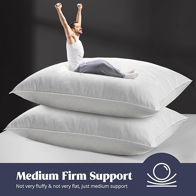 puredown® Soft Bed Pillows for Sleeping, Goose Feather Down Pillows Hotel Collection King Size of 2, Twill Diamond Pattern Embossing Pillows for Back Stomach Side Sleepers (20 x 36, 2 Pack)