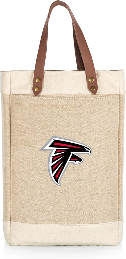 PICNIC TIME NFL Pinot - Jute 2 Bottle Insulated Wine Bag - Wine Tote Bag - Wine Gift Bag, (Beige)