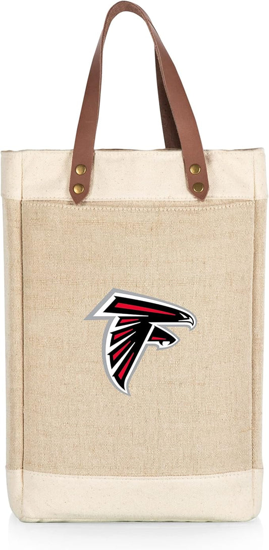 PICNIC TIME NFL Pinot - Jute 2 Bottle Insulated Wine Bag - Wine Tote Bag - Wine Gift Bag, (Beige)