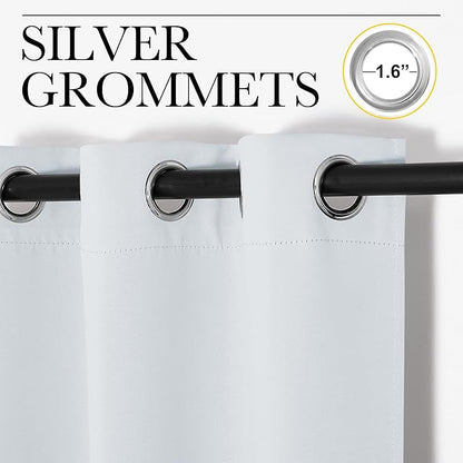 NICETOWN Room Darkening Draperies Curtains Panels, Window Treatment Thermal Insulated Grommet Room Darkening Curtains/Drapes for Bedroom (Greyish White, 2 Panels, 34 by 45)