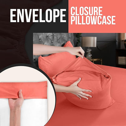 Utopia Bedding King Pillow Cases - 2 Pack - Envelope Closure - Soft Brushed Microfiber Fabric - Shrinkage and Fade Resistant Pillow Covers 20 X 40 Inches (King, Coral)