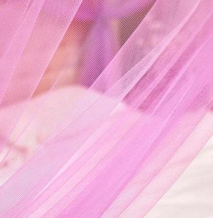 Mengersi Bed Canopy Mosquito Net for Bed,Canopy Bed Curtains Elegant Bed Drapes Screen Netting Canopy Curtains Bedroom Decor (Pink, King)