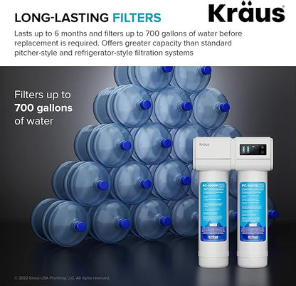 KRAUS Purita 2-Stage Under-Sink Filtration System with Single Handle Drinking Water Filter Faucet in Brushed Brass, FS-1000-FF-104BB