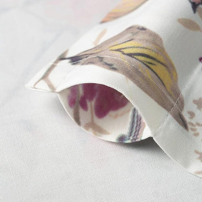 Leeva Modern Linen Textured Kitchen Tiers, 24 Inch Length Vivid Purple Bird Print Short Window Curtains for Bathroom, Rod Pocket Home Decor Drapes, 2 Panels Pair