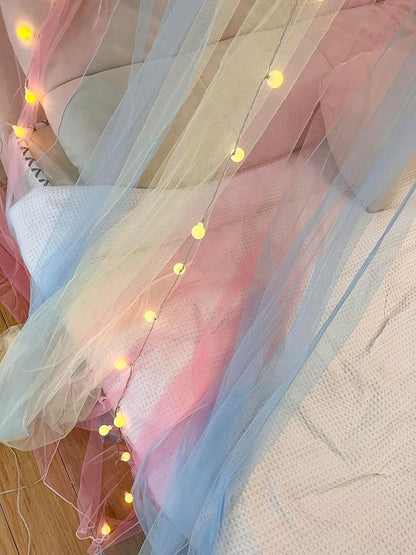Curtains Bed Canopy Rainbow Mosquito Net for Bed Canopy Four Corner Post Elegant Mosquito Net Set, Stick Hook &Profession Rope for net, Screen Netting Canopy Curtains, Full/Queen/King