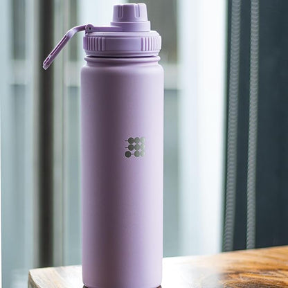 Cubitt Insulated Sports Hydro Water Bottle 24 oz, 2 Lids (Coffee Lid and Wide Mouth Twist Sports Lid), Stainless Steel, Double Walled. Cold for up to 24 hours, Hot for up to 12 hours Purple