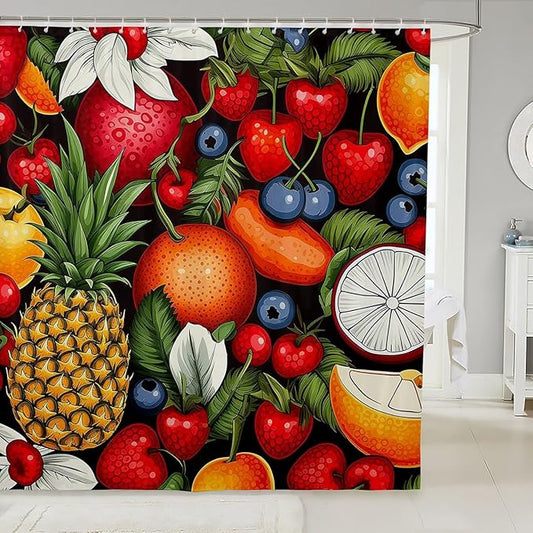 Feelyou Pineapple Shower Curtain Boys Girls Orange Fabric Shower Curtain for Kids Summer Fruit Bathroom Waterproof Accessories with 12 Hooks Bright Colorful Curtains,72x72 Inches