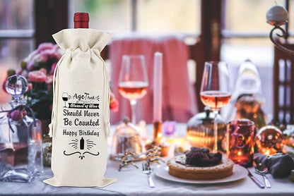 Birthday Wine Bag,Pairs Well With Happy Birthday,Gift Birthday Planning Gift,Gift Birthday Party,Birthday Decorations Wine Bag,Reusable Wine Bags With Drawstring,L14