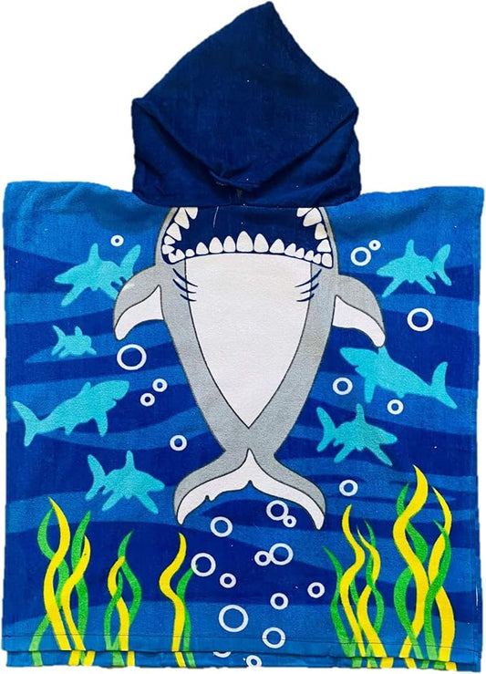 Kids Princess Hooded Bath Towel 20X24 (20 x 24, Shark)
