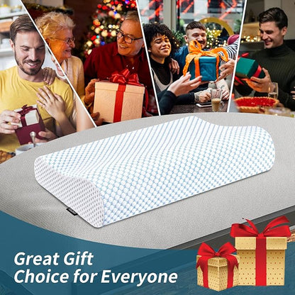 Memory Foam Pillows Neck Pillow for Pain Relief, Ergonomic Cervical Pillow Neck Shoulder Support Bed Pillow for Side Back Stomach Sleeper, Orthopedic Contour Pillow for Sleeping