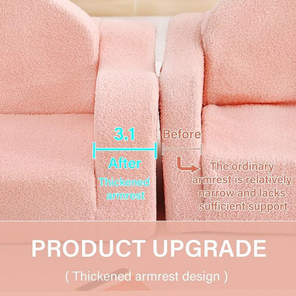 Tiita Kids Couch Fold Out, Toddler Sofa Bed Chairs, 2-in-1 Kids Couch Plush Chair, Folding Children Sofas to Lounger, Toddler Comfy Armrest Chair Bed Sofa for Girl or Boy, Car
