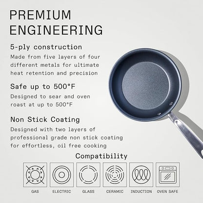 Made In Cookware - ProCoat 8" Non Stick Frying Pan (Graphite) - 5 Ply Stainless Clad Nonstick - Professional Cookware - Crafted in USA - Induction Compatible