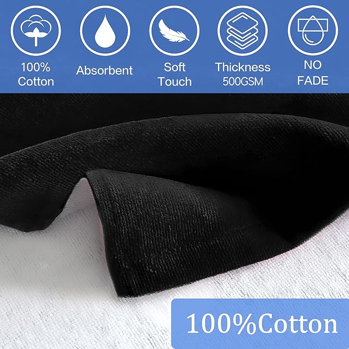 VOOVA & MOVAS Black Changing Robe for Teens,8-14Years，Thick 100% Cotton, Absorbent Hooded Towels for Girls｜Boys,Surf Poncho for Pool, Beach, Bath,Swim